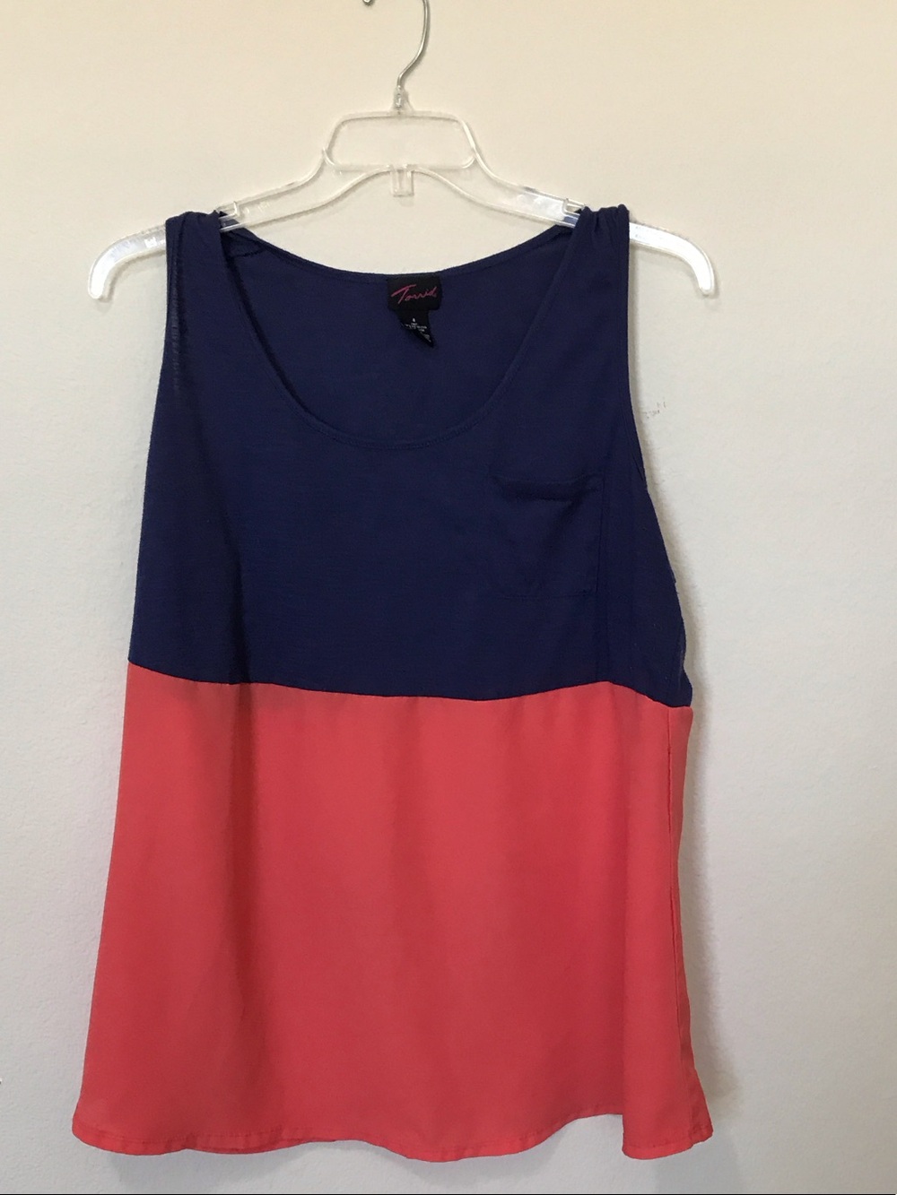 torrid Navy and Coral Colorblock Sleeveless Tank